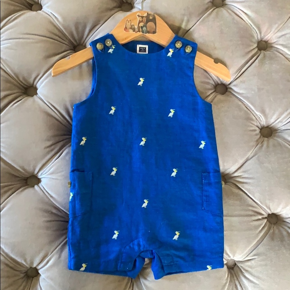 Janie and Jack Pelican Linen Romper (3-6 months)